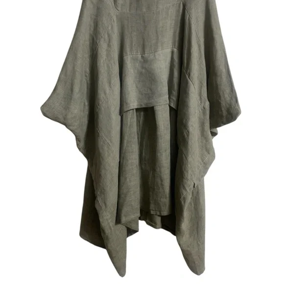 INIZIO 100% Linen Green Tiered Midi Tank Dress Sleeveless Stretch Women’s Medium - Picture 13 of 16